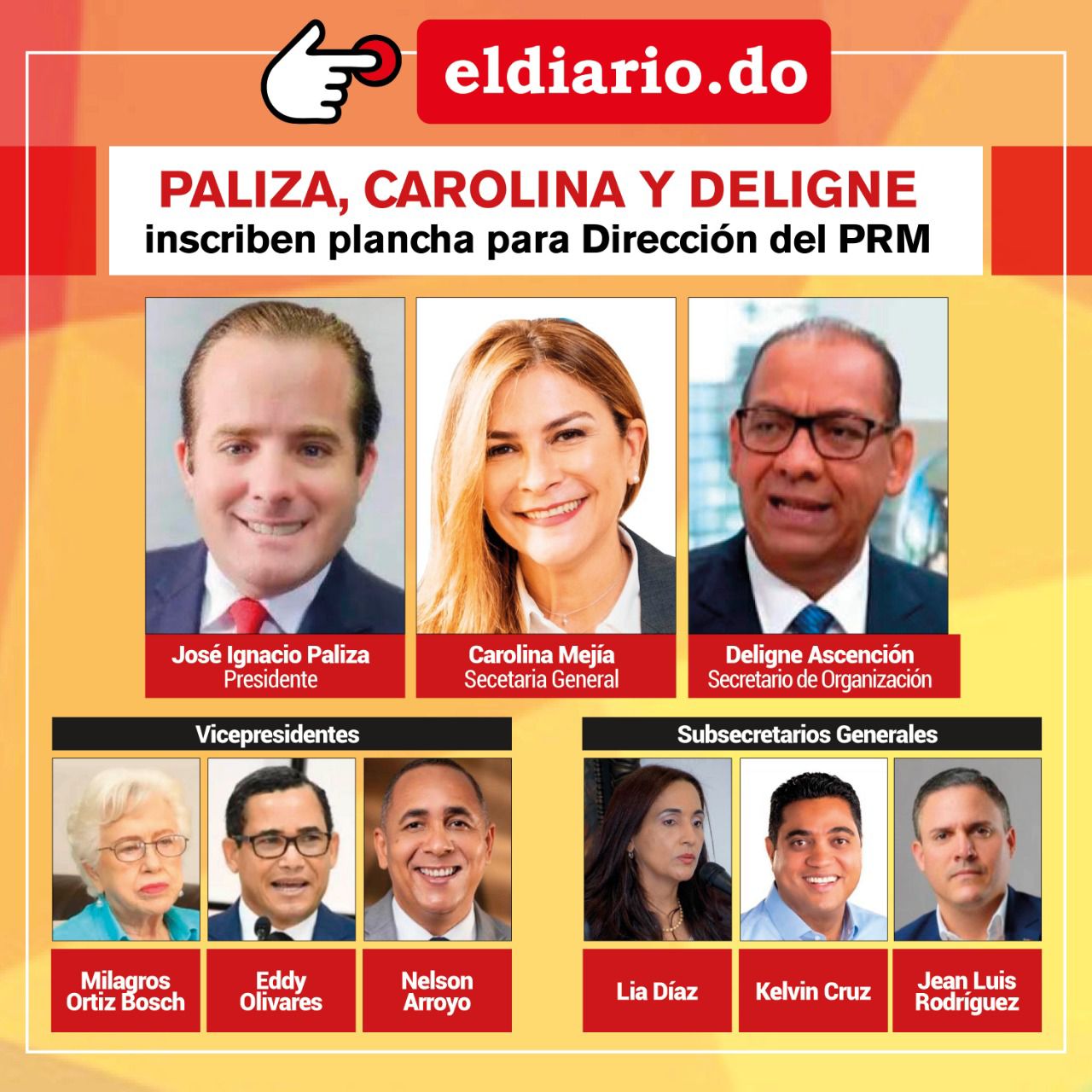 En ambiente de unidad Paliza y Carolina inscriben planchas ante Comisión de Elecciones Internas PRM