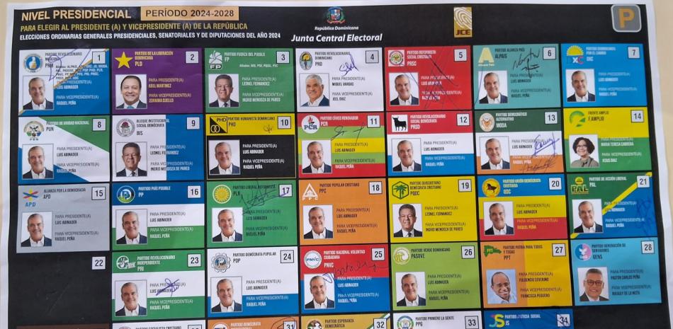 En la boleta presidencial para las elecciones de mayo Abinader aparece en 21 recuadros y Leonel en 5